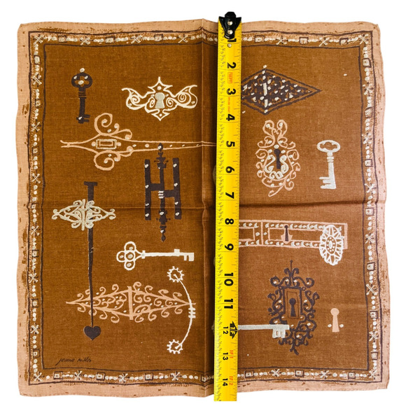 Jeanne Miller Handkerchief Vintage Skeleton Keys Lock Doorknob Hinges Victorian - Picture 8 of 8